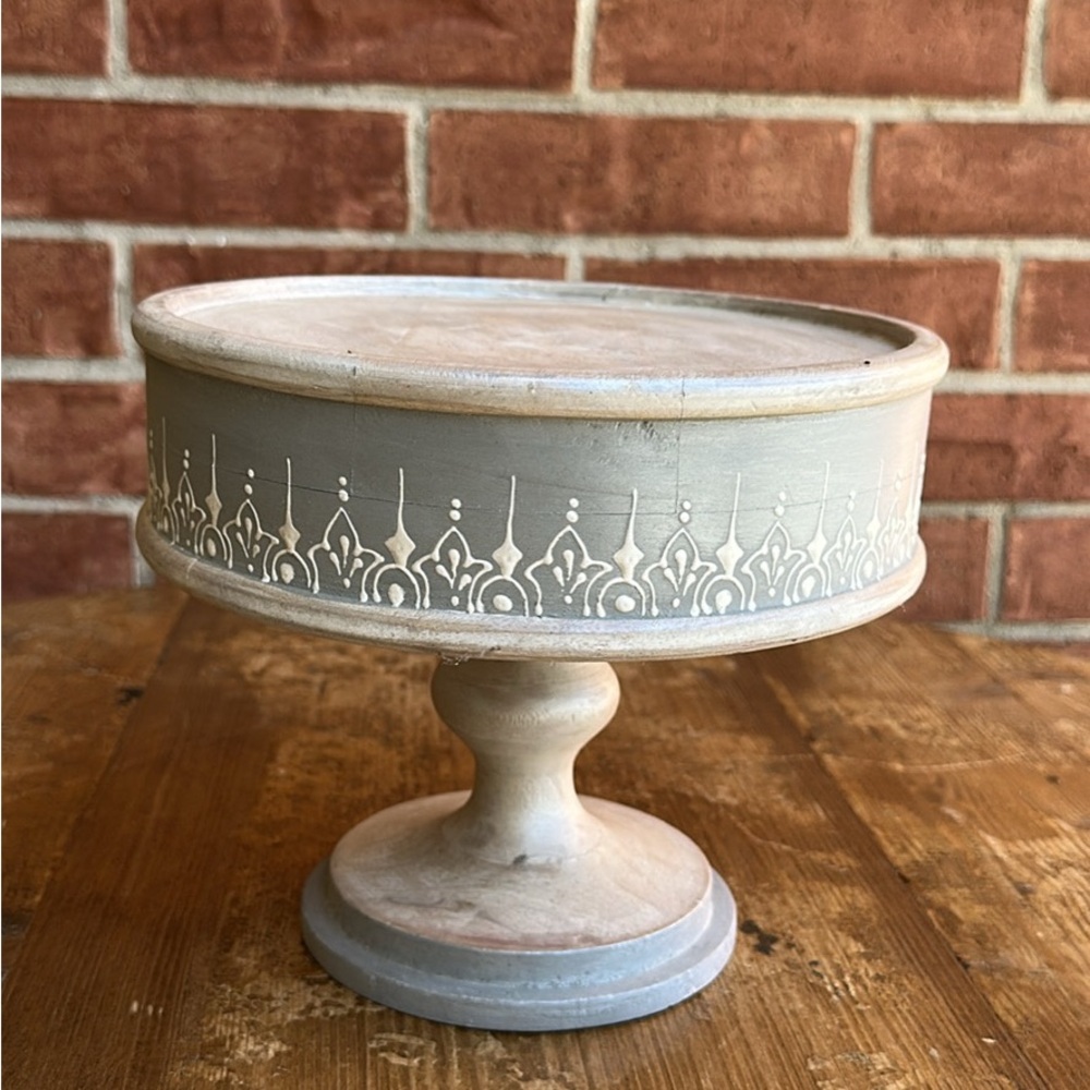 Gray Wood Decorative cake stand / Pedestal